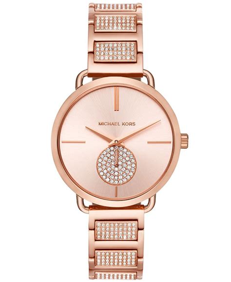 michael kors portia pavé rose gold-tone watch and bracelet set|Portia Pavé Rose Gold.